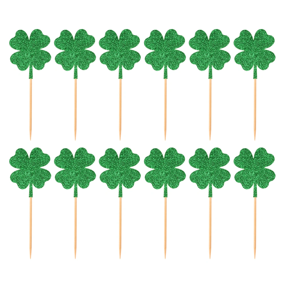 12Pcs St Patrick's Day Party Cake Toppers Glitter Cake Toppers Cake Decorations