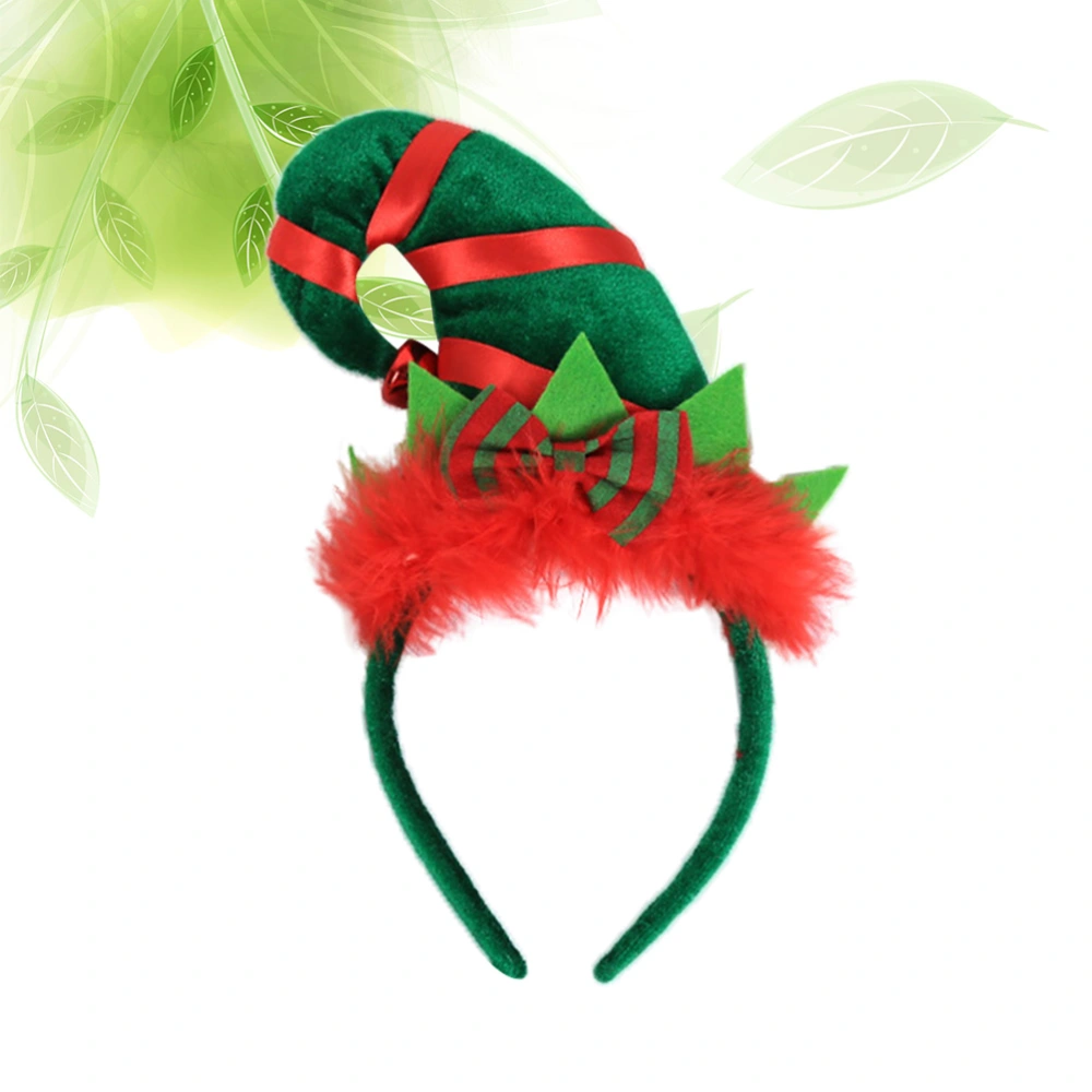 Christmas Elf Hat Headband Brightly Colored Fabric Headband with Jingle Bell on the