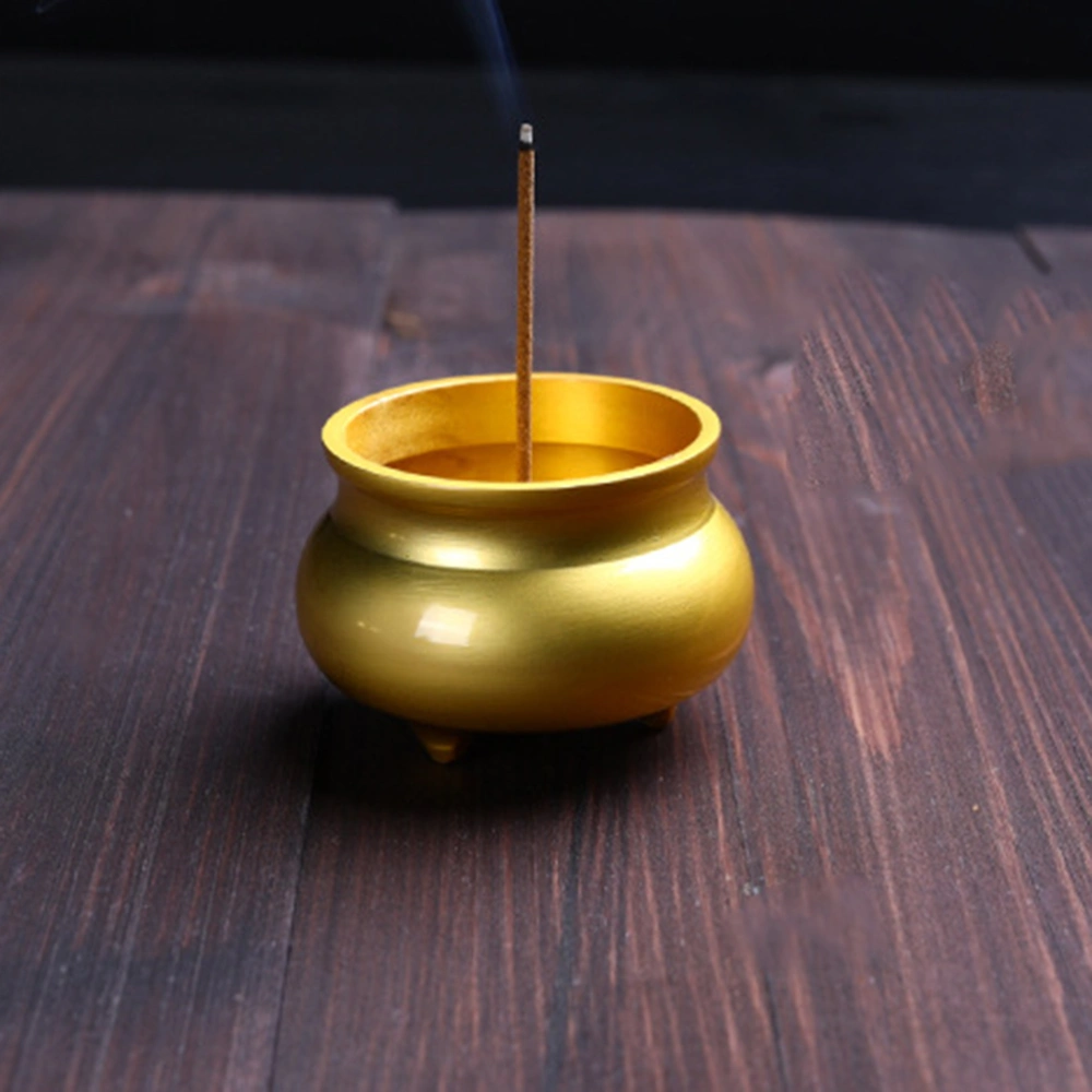 Mini Copper Incense Burner Incense Burner Health Sandalwood Aromatherapy (Brass Large Height 3.5cm Diameter 3.8cm Golden)