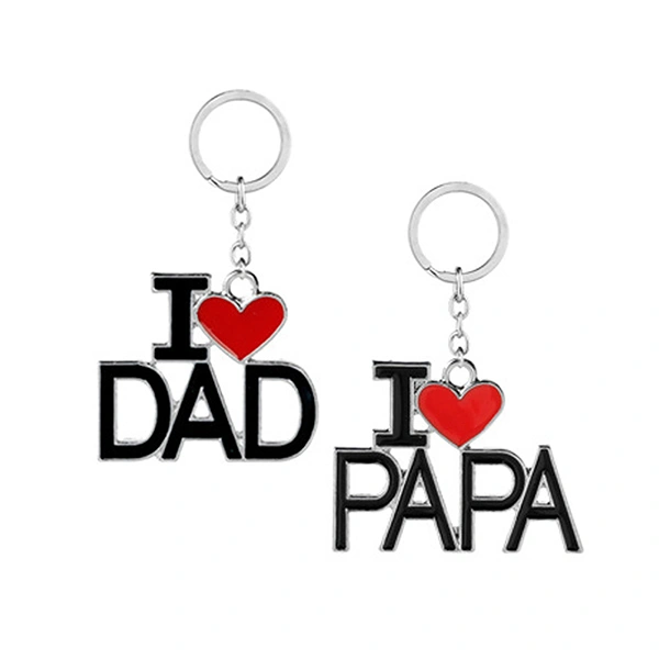 2pcs I LOVE DAD Key Chain I LOVE PAPA Key Ring for Father's Day Dad Gift