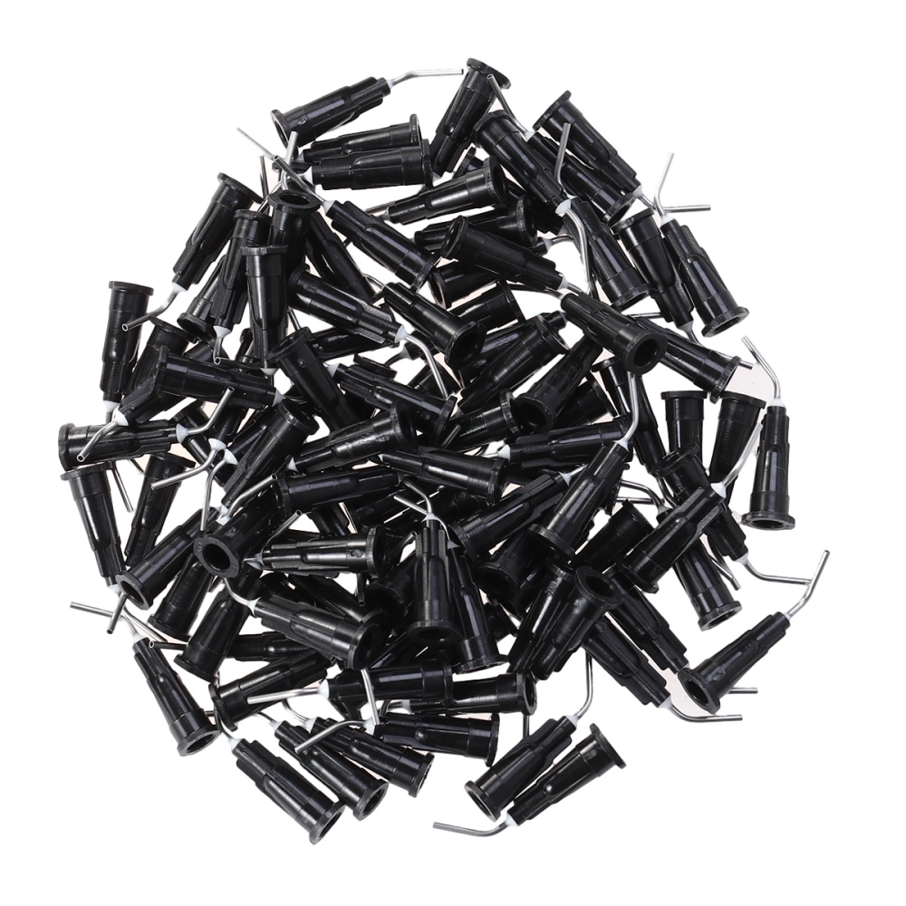 100PCS Resin Dental Bent Needles Tip Disposable Dental Composite Needles Dental Cleaning Tool (20G 0.9MM Black)