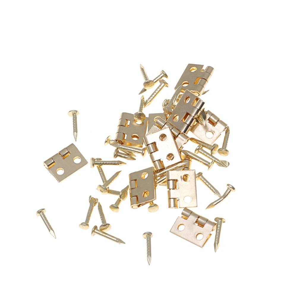 12pcs 1/12 mini house Miniature Furniture Cabinet Closet Mini Hinges with 48pcs Screws (Golden)