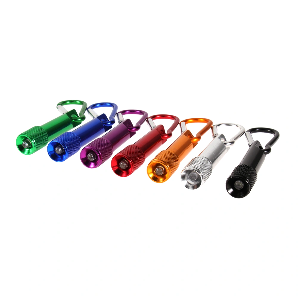 7 Pcs Mini LED Flashlight Torch Light Carabiner Keychain Outdoor for Hiking Climbing (Black Red Silver Blue Purple Green Golden)