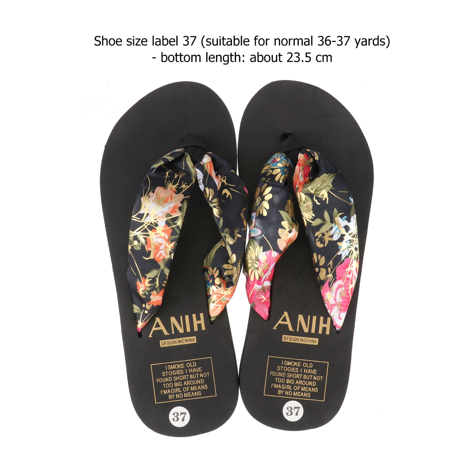 1 Pair Women's Word Slippers High Heel Wedges Casual Travel Simple Beach Shoes Bohemian Outgoing Sandals Slippers Size 37 (Black)