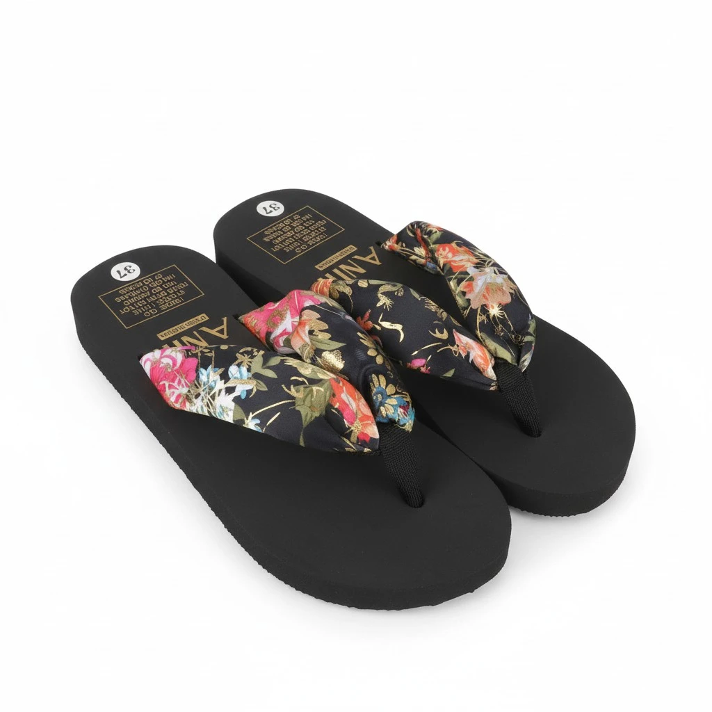 1 Pair Women's Word Slippers High Heel Wedges Casual Travel Simple Beach Shoes Bohemian Outgoing Sandals Slippers Size 37 (Black)