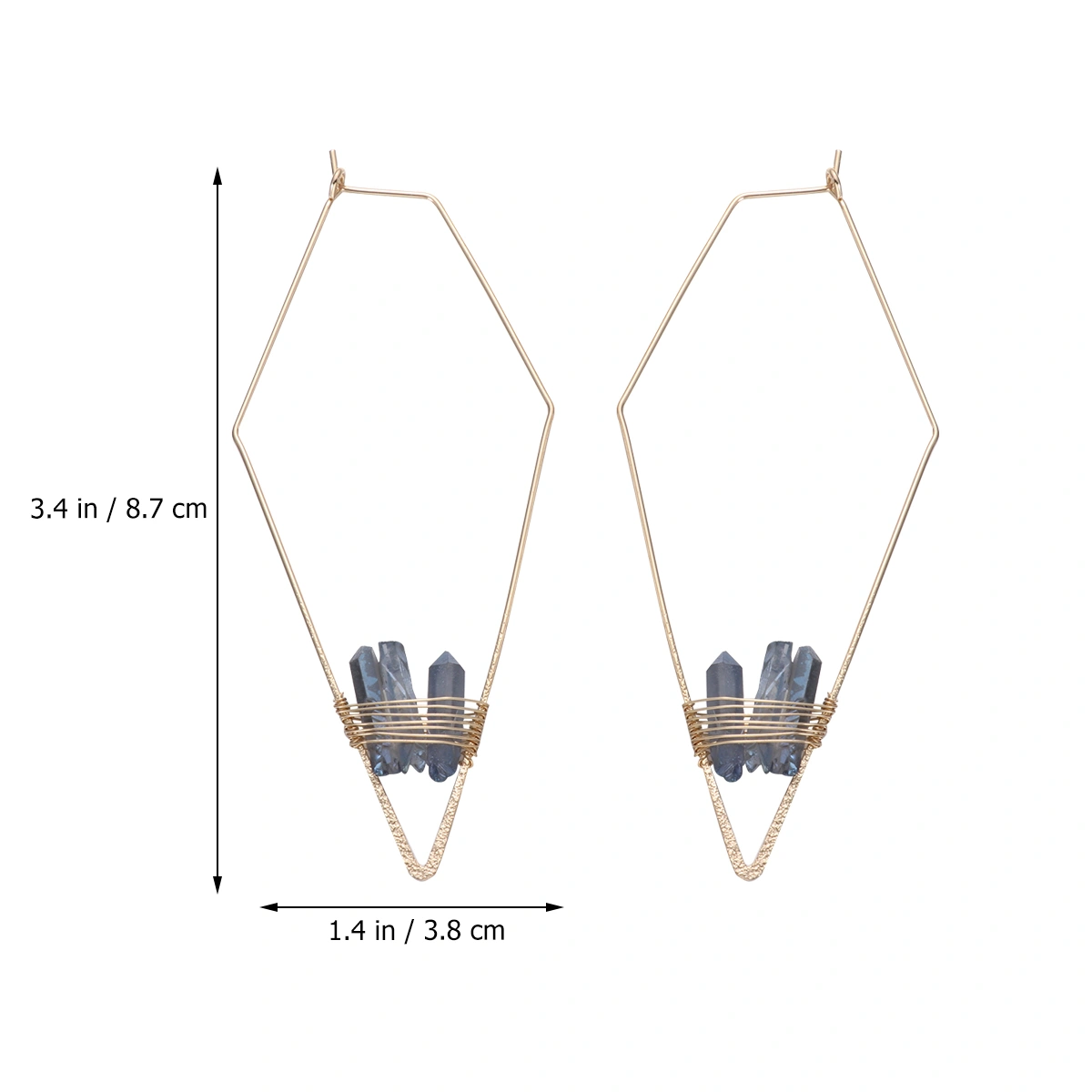 1 Pair of Earrings Copper Wire Geometry Crystal Column Ear Drop for Women Lady (Blue)
