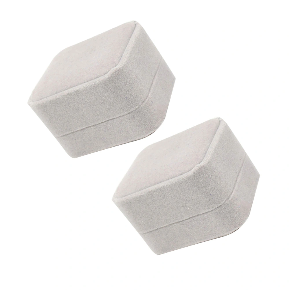 2pcs Delicate Couple Ring Box Fashion Ring Case Ring Storage Box Wedding Jewelry Gift Holder (Grey)