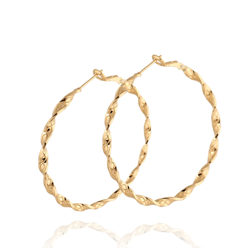 Pair of Fashion Dual Spiral Style Women Girls 18K Gold Plated Ear Pendants Earrings (Golden)
