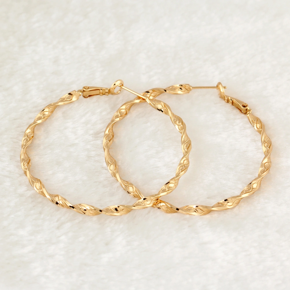 Pair of Fashion Dual Spiral Style Women Girls 18K Gold Plated Ear Pendants Earrings (Golden)