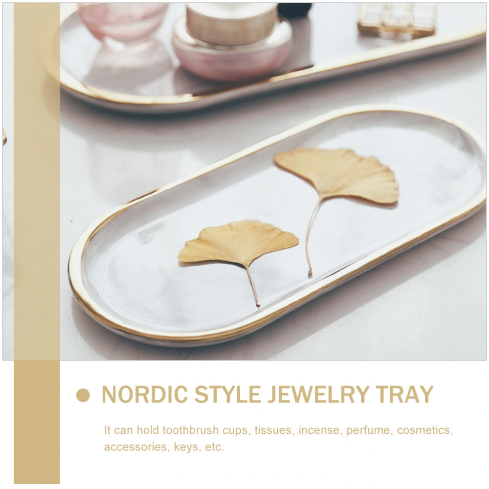 Nordic Style Jewelry Tray Oval Trinket Storage Dish Western Food Serving Tray