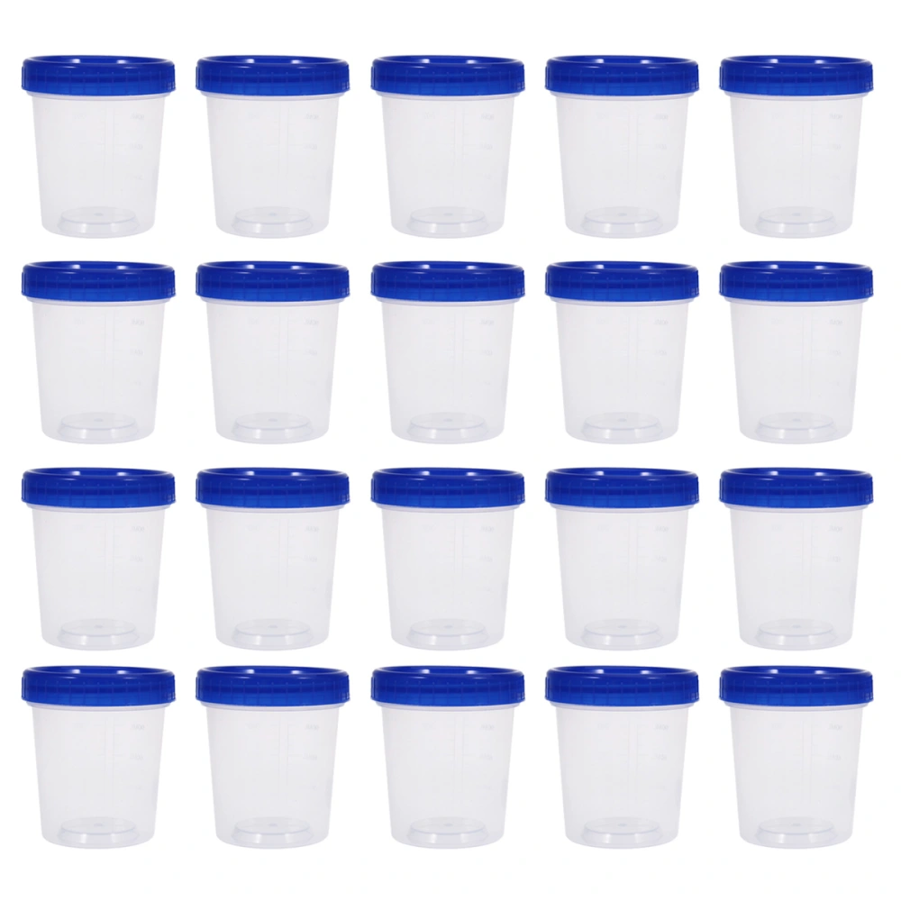 20pcs Disposable Measuring Cups with Lid Plastic Transparent Specimen Cup Container 120ml