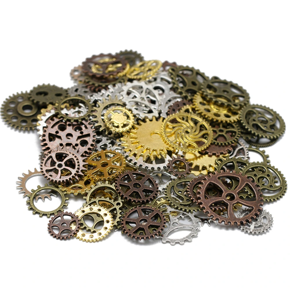 50pcs Assorted Antique Steampunk Gears Charms Pendant Clock Watch Wheel Gear for DIY Crafting Jewelry Making Accessory (Mixed Colors)