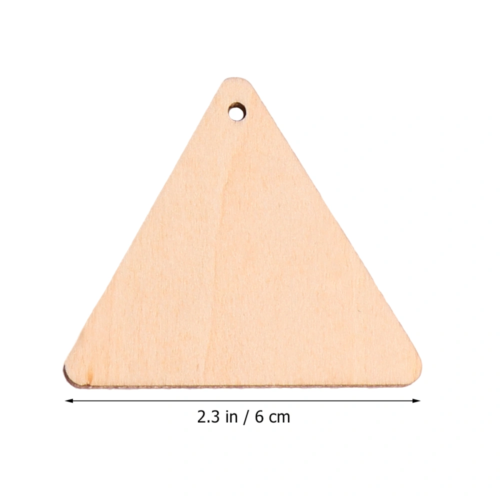 60pcs DIY Triangle Slices with Hole Pendant Wooden Pieces Unfinished Cutouts