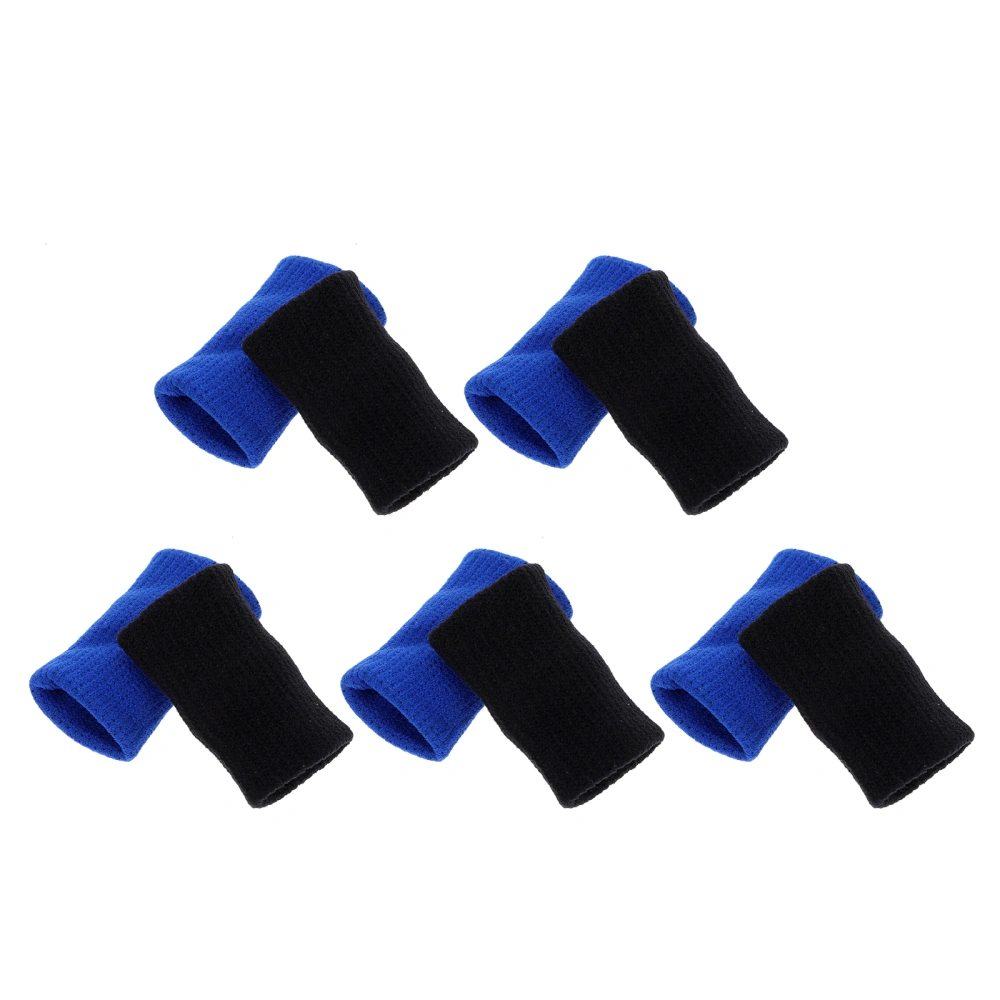 10 Pcs Nylon Finger Covers Breathable Lengthened Sports Finger Guards (Black Blue)