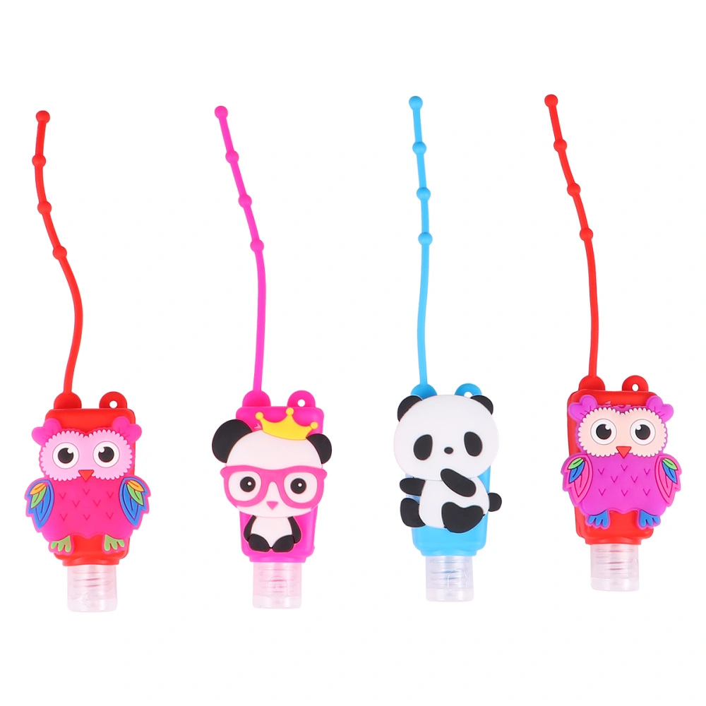 4pcs Portable Hand Sanitizer Silicone Bottle Cartoon Pattern Cover (As Shown)