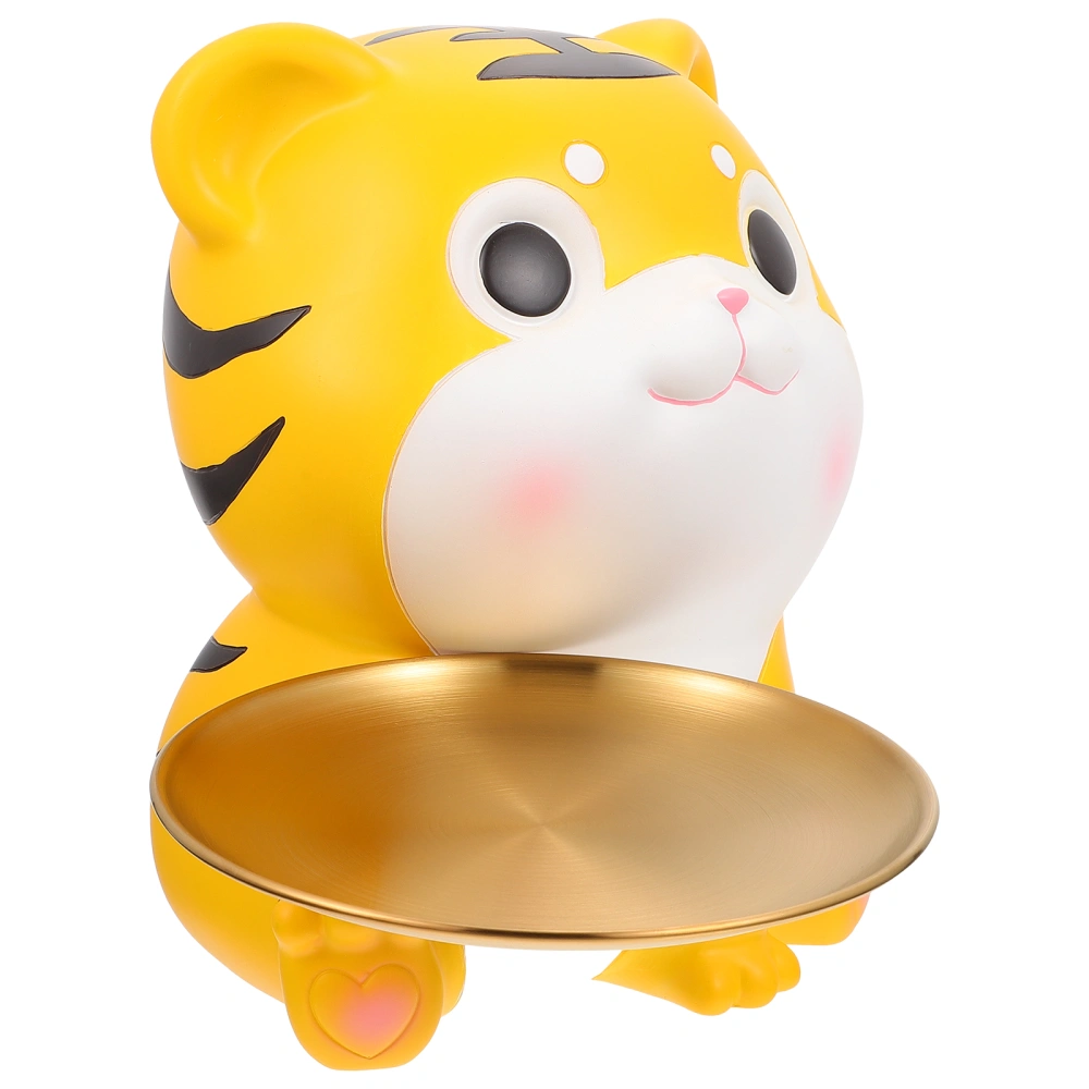 1pc Year of The Tiger Mascot Adornment Storage Tray Desktop Tiger Design Tray