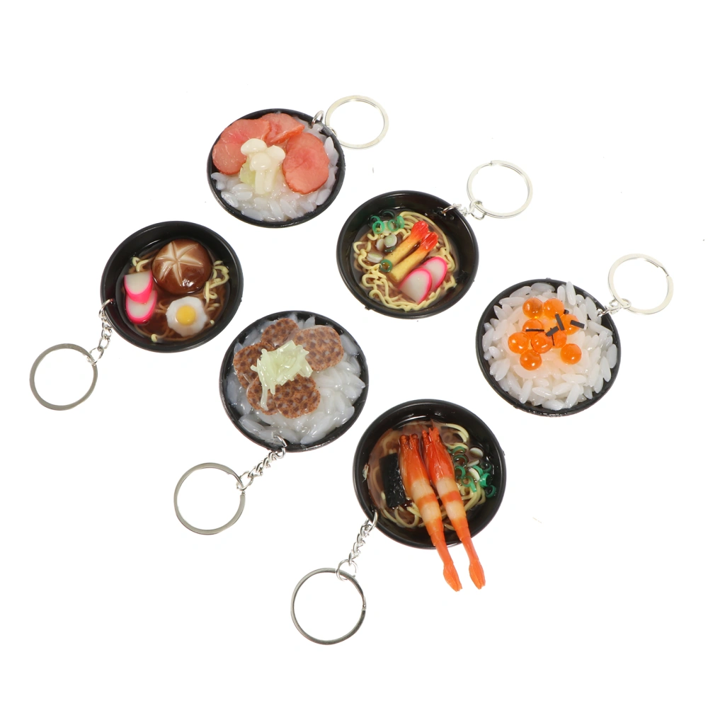 6pcs Simulation Food Keychain Pendant Lifelike Food Bowl Keyrings Food Models