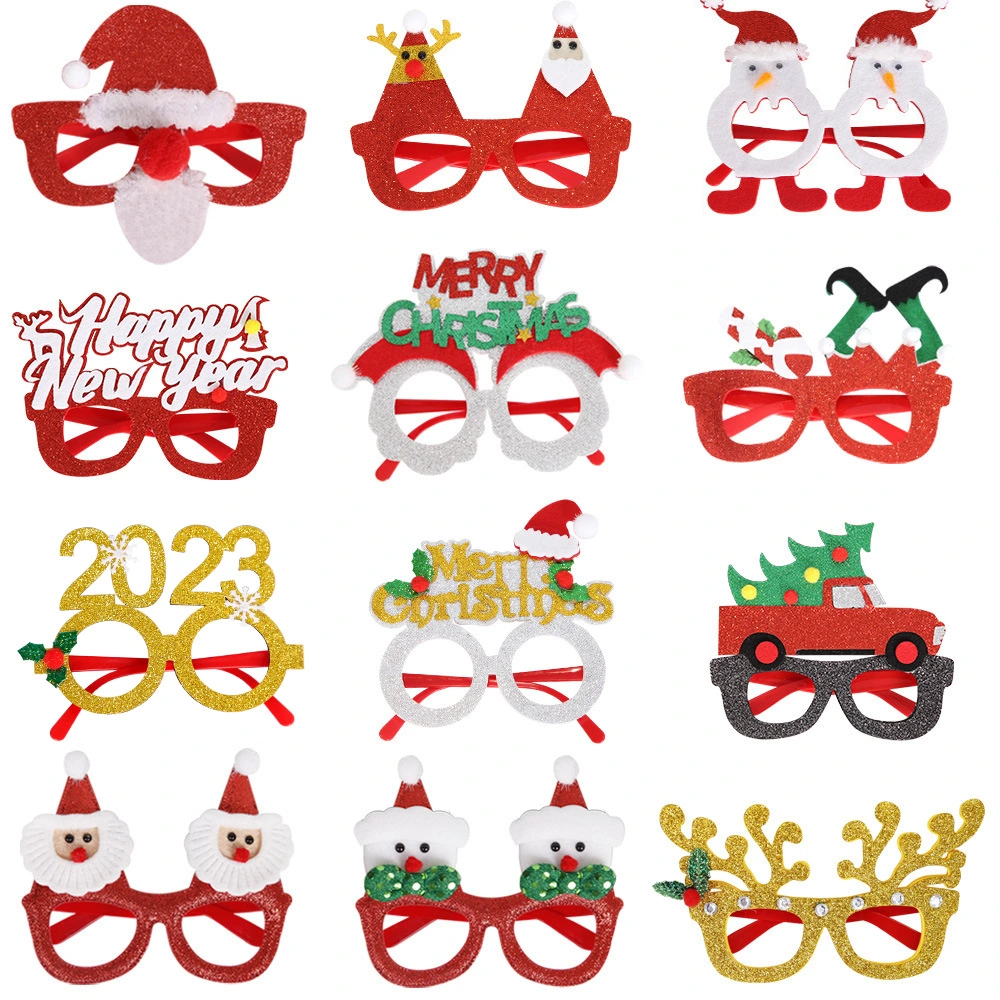 12Pcs Christmas Glasses Lovely Xmas Party Glasses Novelty Costume Fancy Dress Eyeglasses