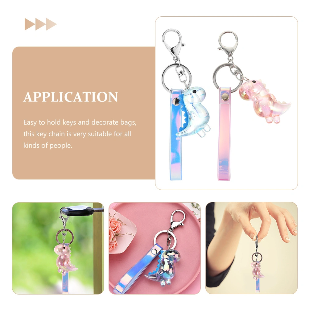 2Pcs Dinosaur Keychain Acrylic Dinosaur Key Ring Decorative Bag Pendant Key Chain