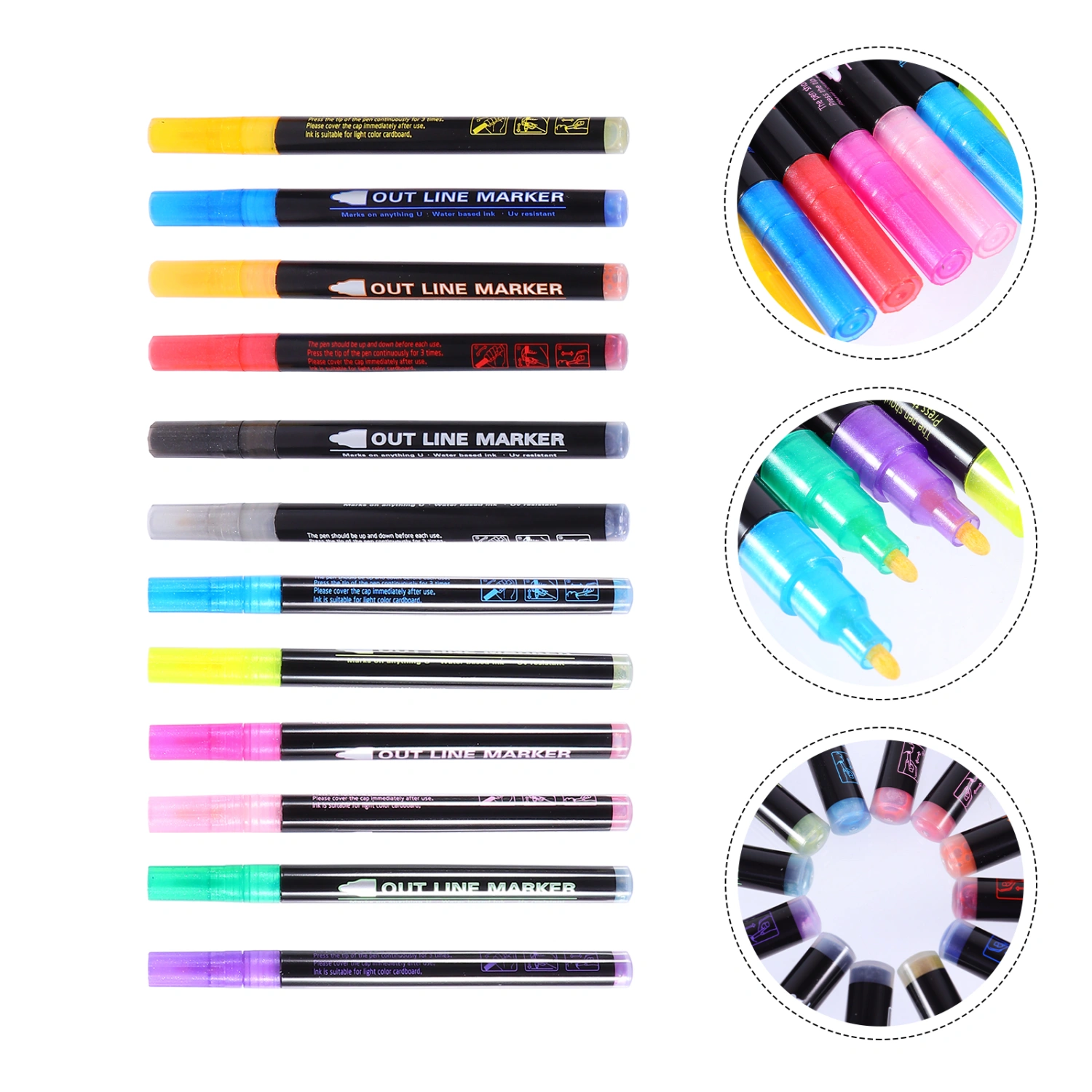 12pcs Double-Line Color Drawing Pen Set Marker Pen DIY Drawing Highlighter Pen