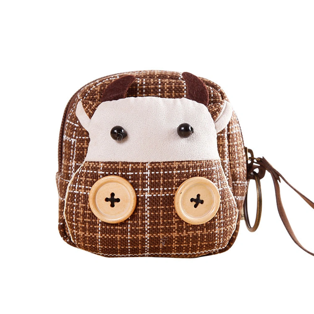 Fashion Cartoon Coin Purse Zipper Wallet Coin Bags for Women Girls (Khaki Cow)
