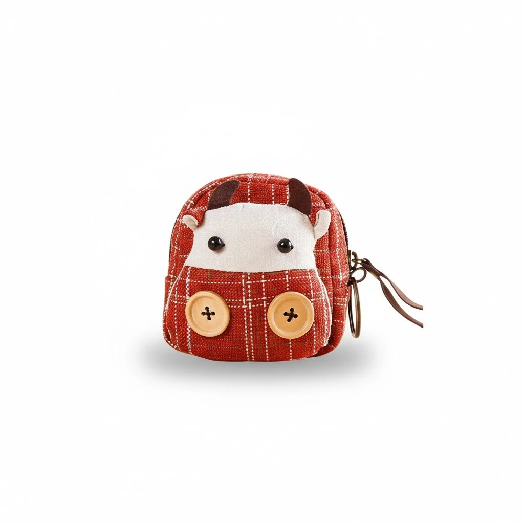 Fashion Cartoon Coin Purse Zipper Wallet Coin Bags for Women Girls (Khaki Cow)