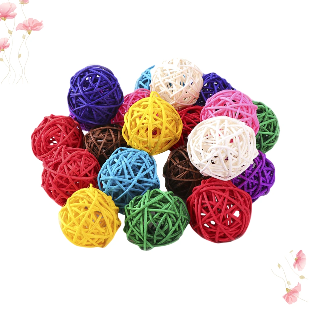 100pcs 3cm Aromatherapy Rattan Ball Colorful Christmas Party Hanging Ornaments Pendant for Kindergarten Party Mixed Color