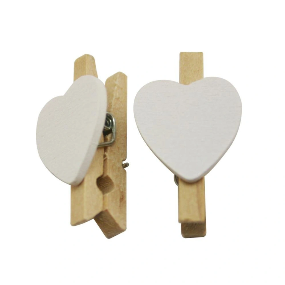 80pcs Love Heart Wooden Clothes Photo Paper Clips for Game Favors Craft