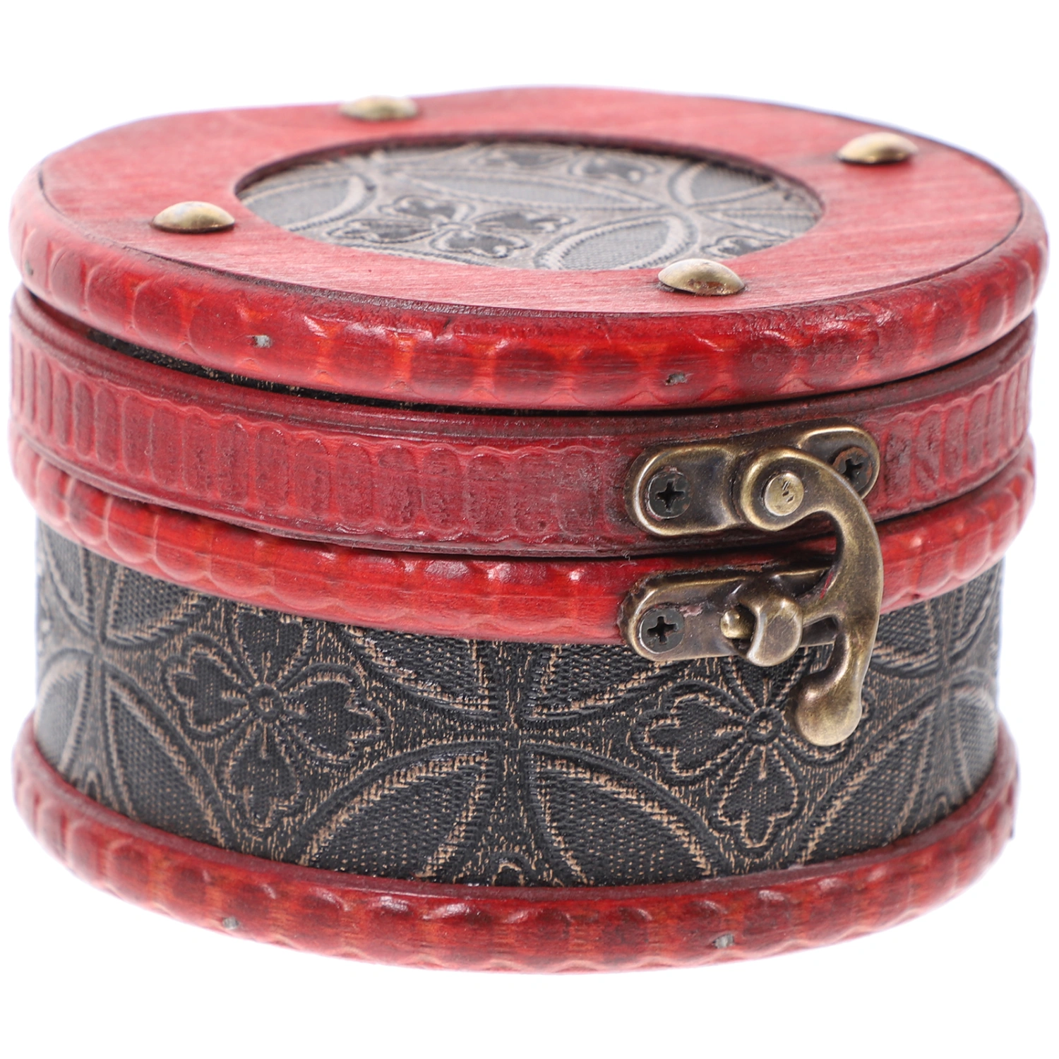 Round Jewelry Box Wooden Trinket Box Jewelry Case Retro Sundries Organizer
