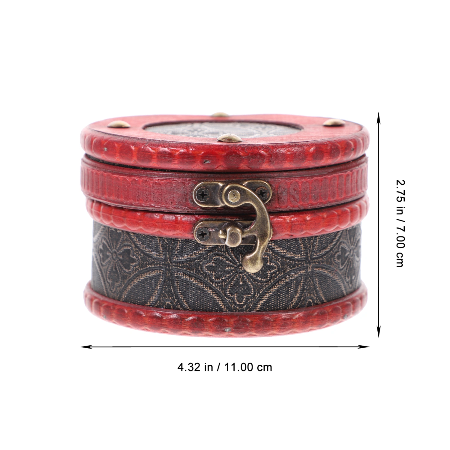 Round Jewelry Box Wooden Trinket Box Jewelry Case Retro Sundries Organizer