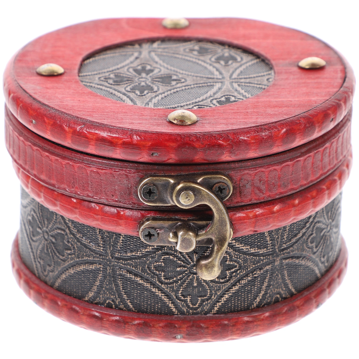 Round Jewelry Box Wooden Trinket Box Jewelry Case Retro Sundries Organizer