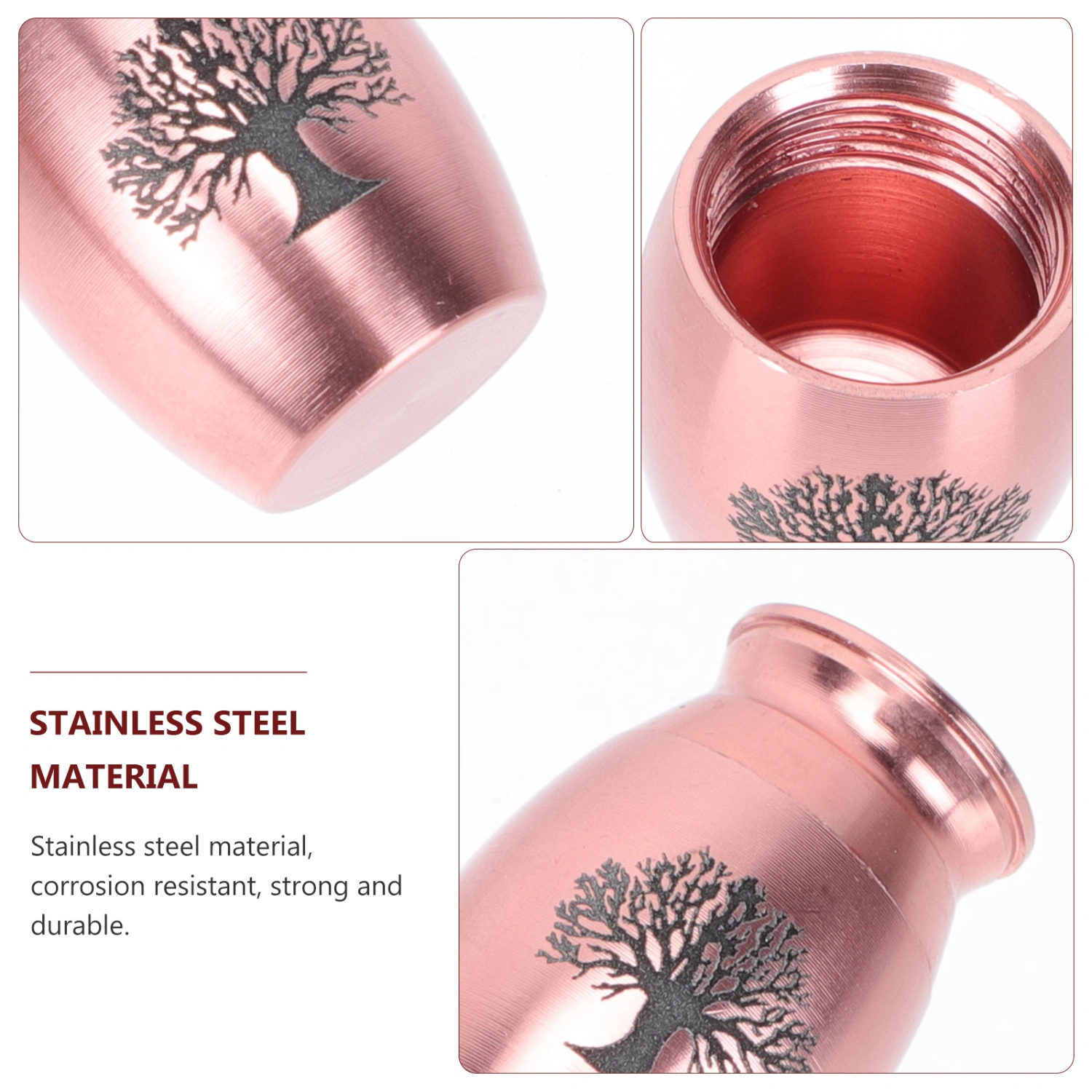 1Pc Life Tree Pet Cinerary Casket Stainless Steel Waterproof Pet Cremation Urn