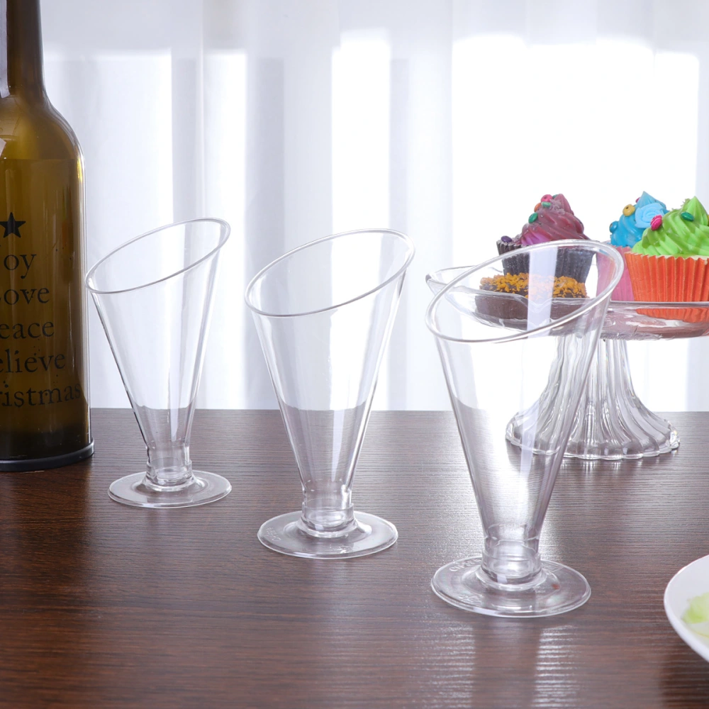 10PCS 160ML Practical Dessert Cups Ice-cream Cups Jelly Mousse Pudding Cup Mini Cocktail Goblet Party Dessert Table Dessert Cup for Evening Party Use Transparent Cup Base Style