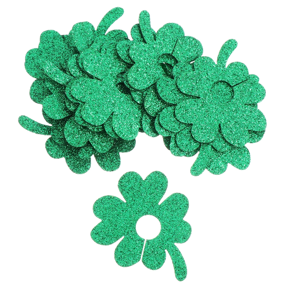 24pcs St Patrick's Day Wine Bottle Adornment Set Clover Shaped Wine Charm