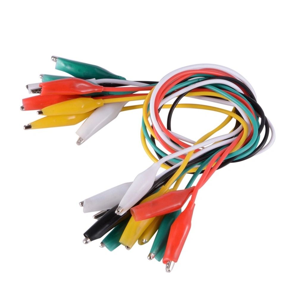 10Pcs Test Lead Set Alligator Clips Double-ended Alligator Clips Jumper Wire Mini Test Clips DIY Test Cable Test Folder Test 45CM (Red Black White Yellow Green)