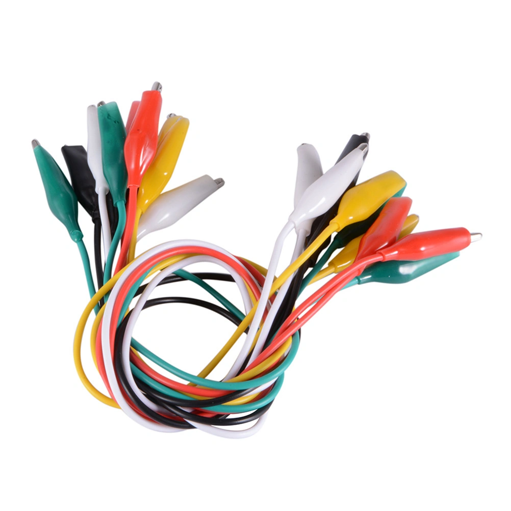 10Pcs Test Lead Set Alligator Clips Double-ended Alligator Clips Jumper Wire Mini Test Clips DIY Test Cable Test Folder Test 45CM (Red Black White Yellow Green)