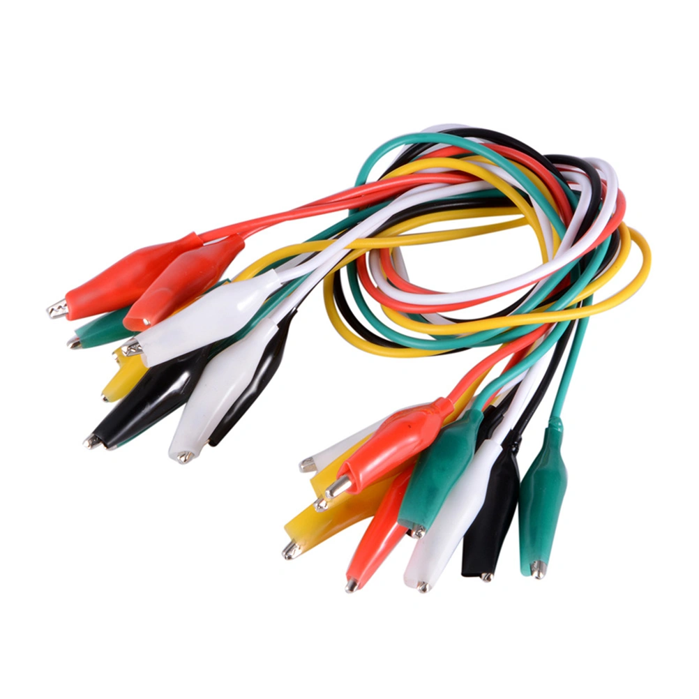 10Pcs Test Lead Set Alligator Clips Double-ended Alligator Clips Jumper Wire Mini Test Clips DIY Test Cable Test Folder Test 45CM (Red Black White Yellow Green)