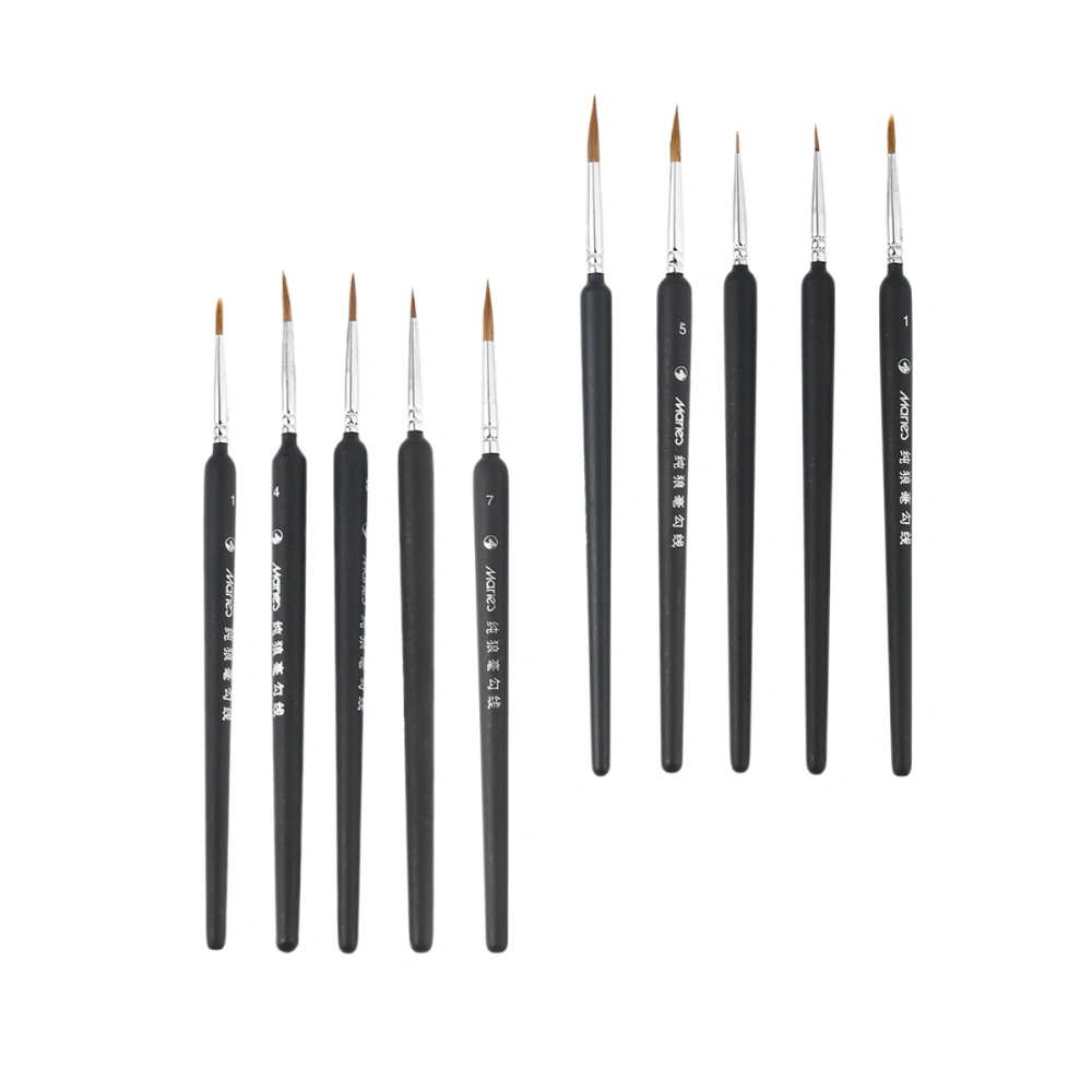 10Pcs Professional Wolf Fine Line Drawing Pens Painting Brushes Set for Art Watercolor Oil Painting