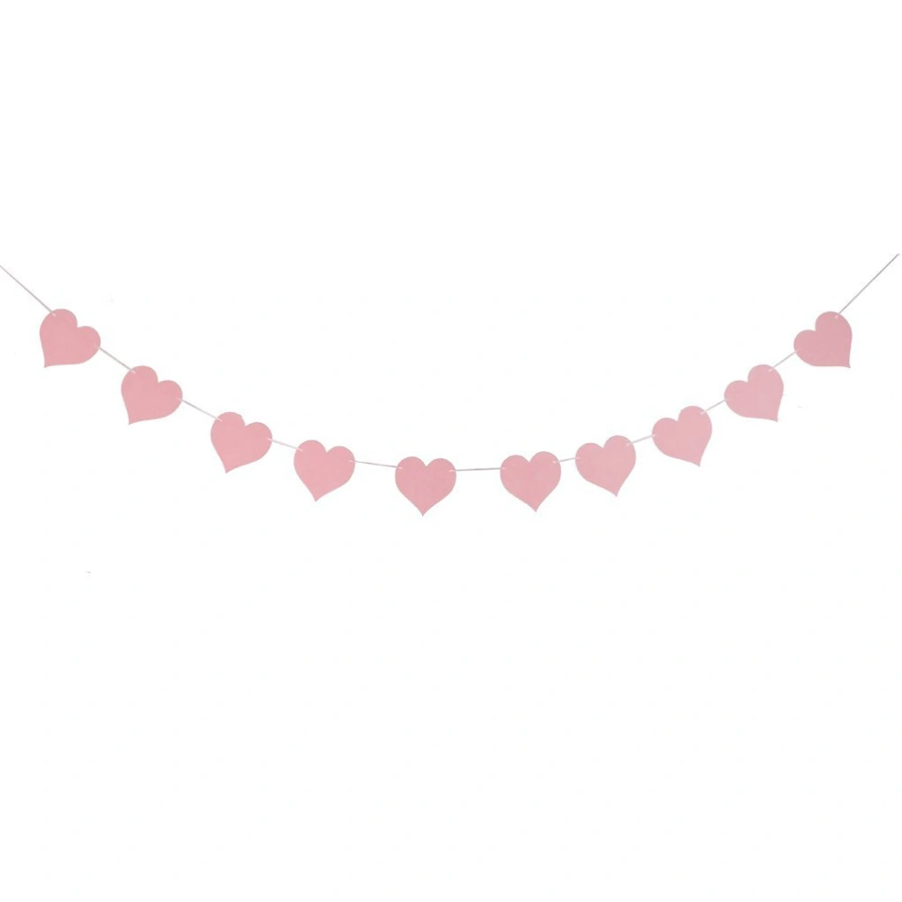 Felt Heart Bunting Banner Wedding Party Home Decoration 110 inch (Pink)