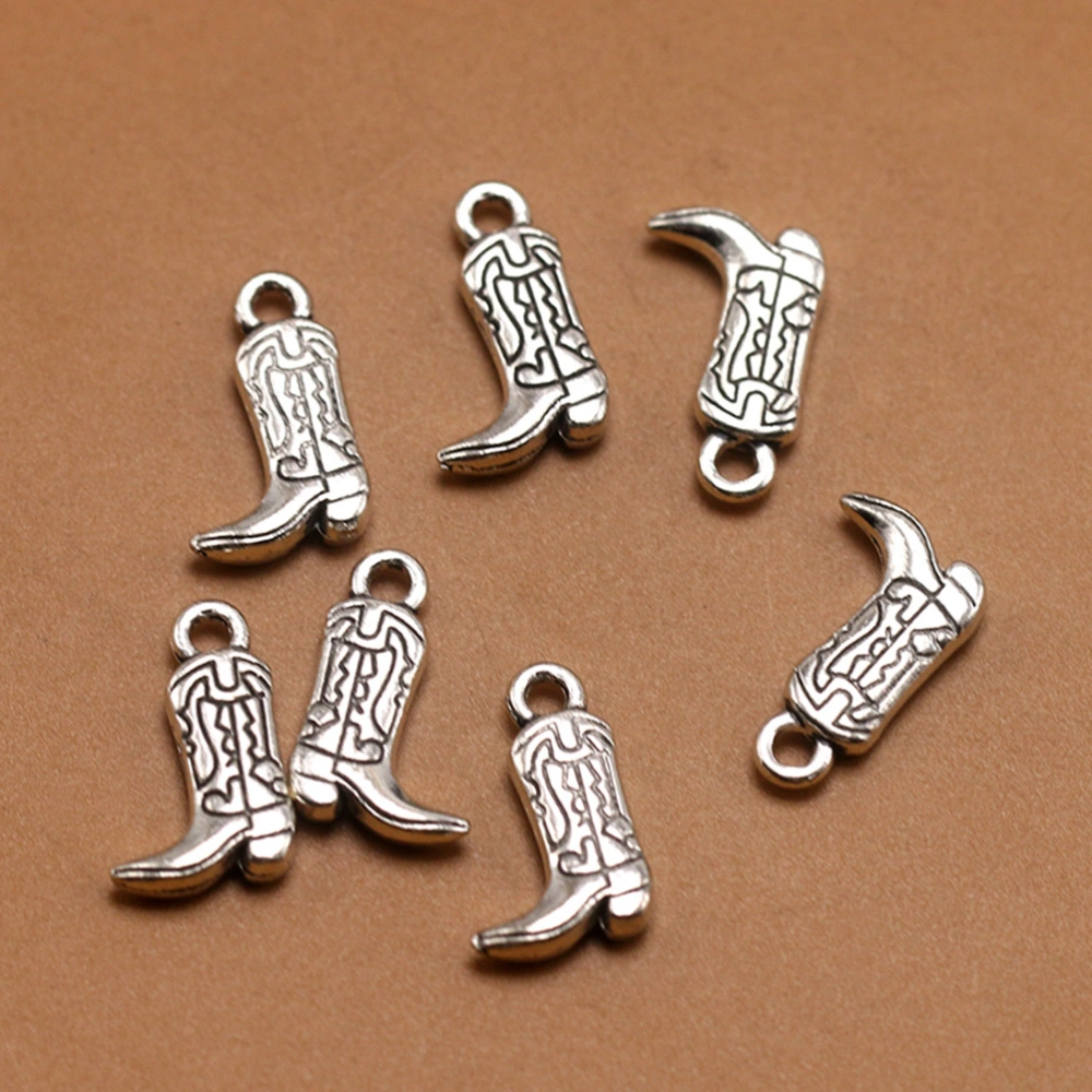 20pcs Alloy Retro Pendants Carved Boot Charms DIY Jewelry Making Accessory for Necklace Earrings (Antique Silver)