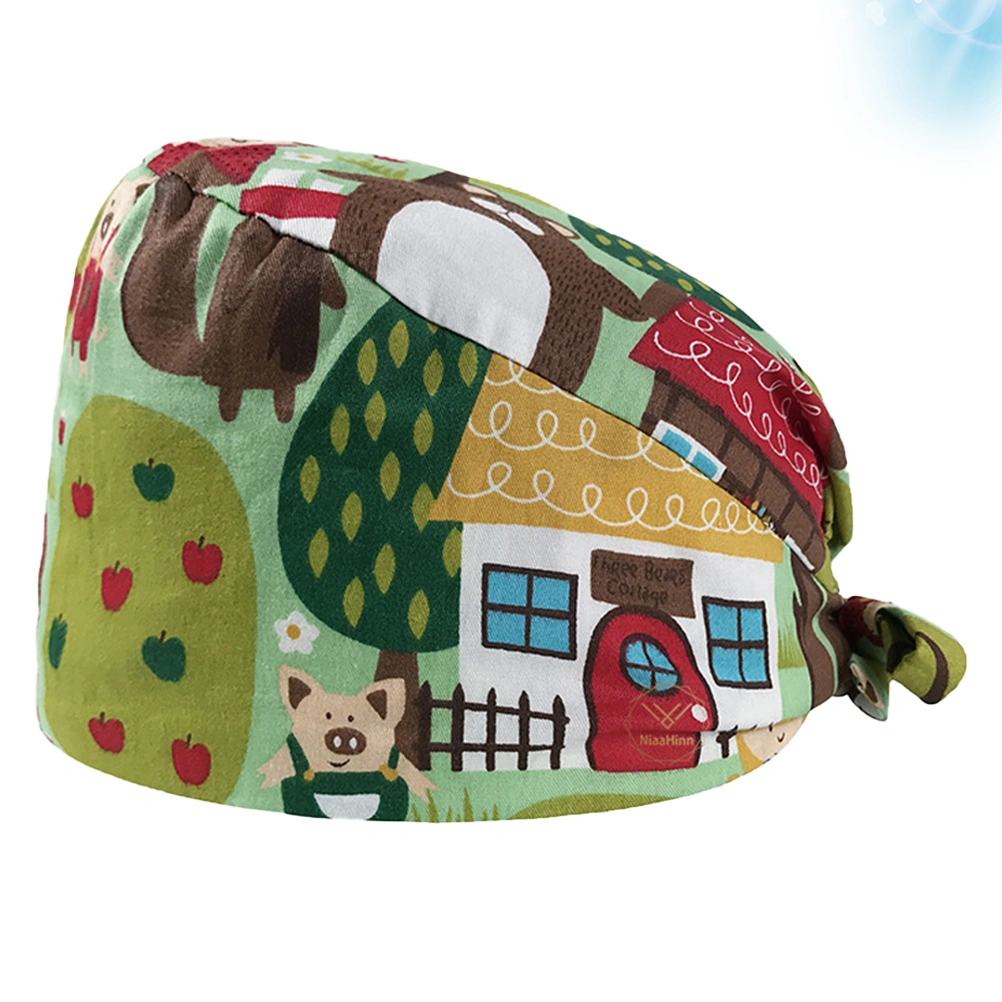 1pc Cartoon Printed Working Hat Cotton Dirt Prevention Caps  Work for Woman Man