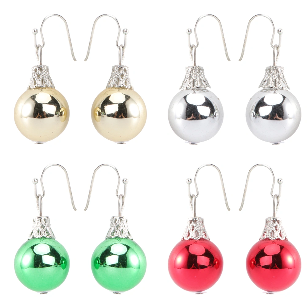 4 Pairs Christmas Bell Earrings Christmas Ball Ear Pendant Party Ornament