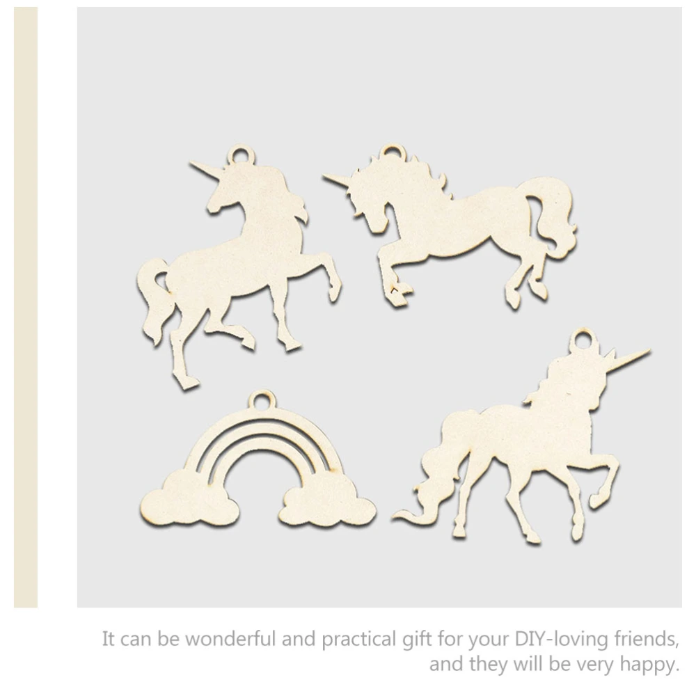 1 Set Unfinished Wooden Rainbow Cutouts Wood Unicorn Cutouts for DIY Crafts