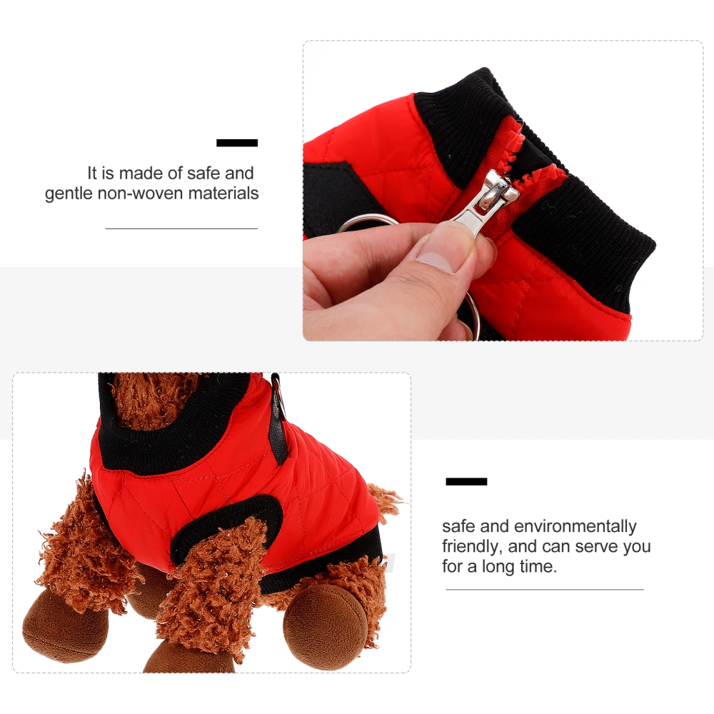 Pet Dog Winter Coat Warm Zip up Puppy Dog Coat Vest Windproof Warm Dog Clothes Cold Weather Coats Apparel for Dogs with D-Ring(DZ126,Red,XS)