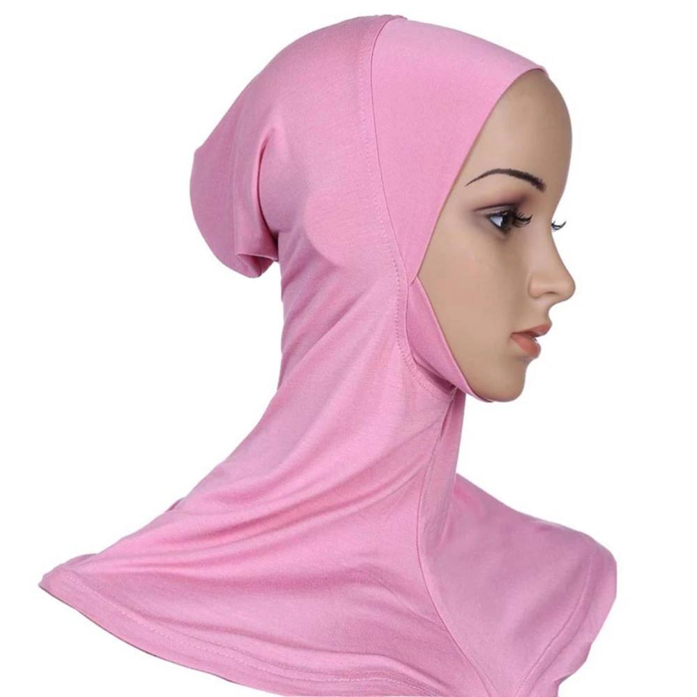 Women Adjustable Muslim Hijab Neck Cover Scarf Bonnet Inner Hijab Full Cover Bone Lady Islamic Muslim Headwear (Dark Pink)