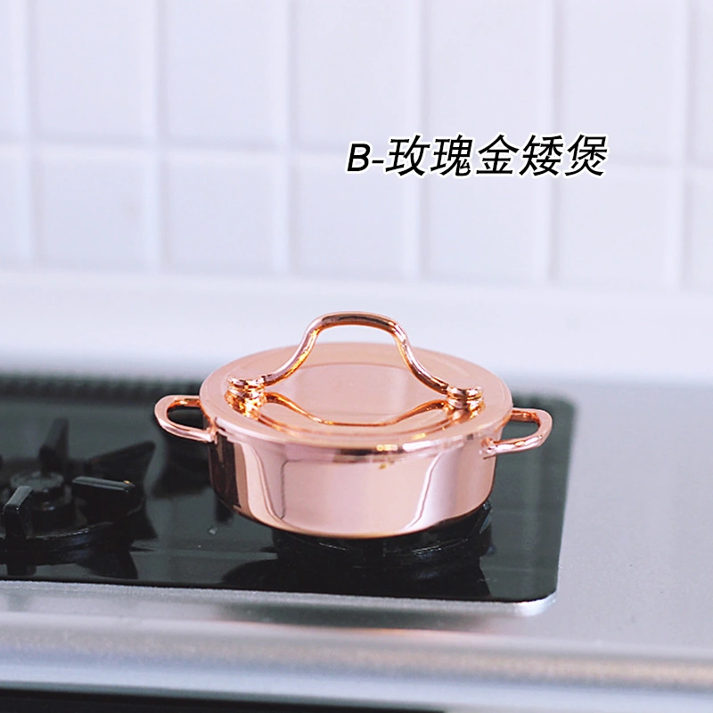 2Pcs Miniature Stew Pot Mini House Miniature Pot Kitchen Food Cookware Doll House Accessories