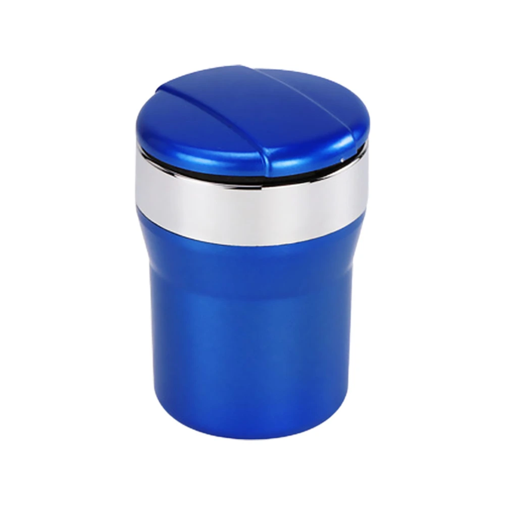 Car Ashtray Cigarette Holder Ash Container with LED Light Stainless Steel Liner ABS Shell (Blue)