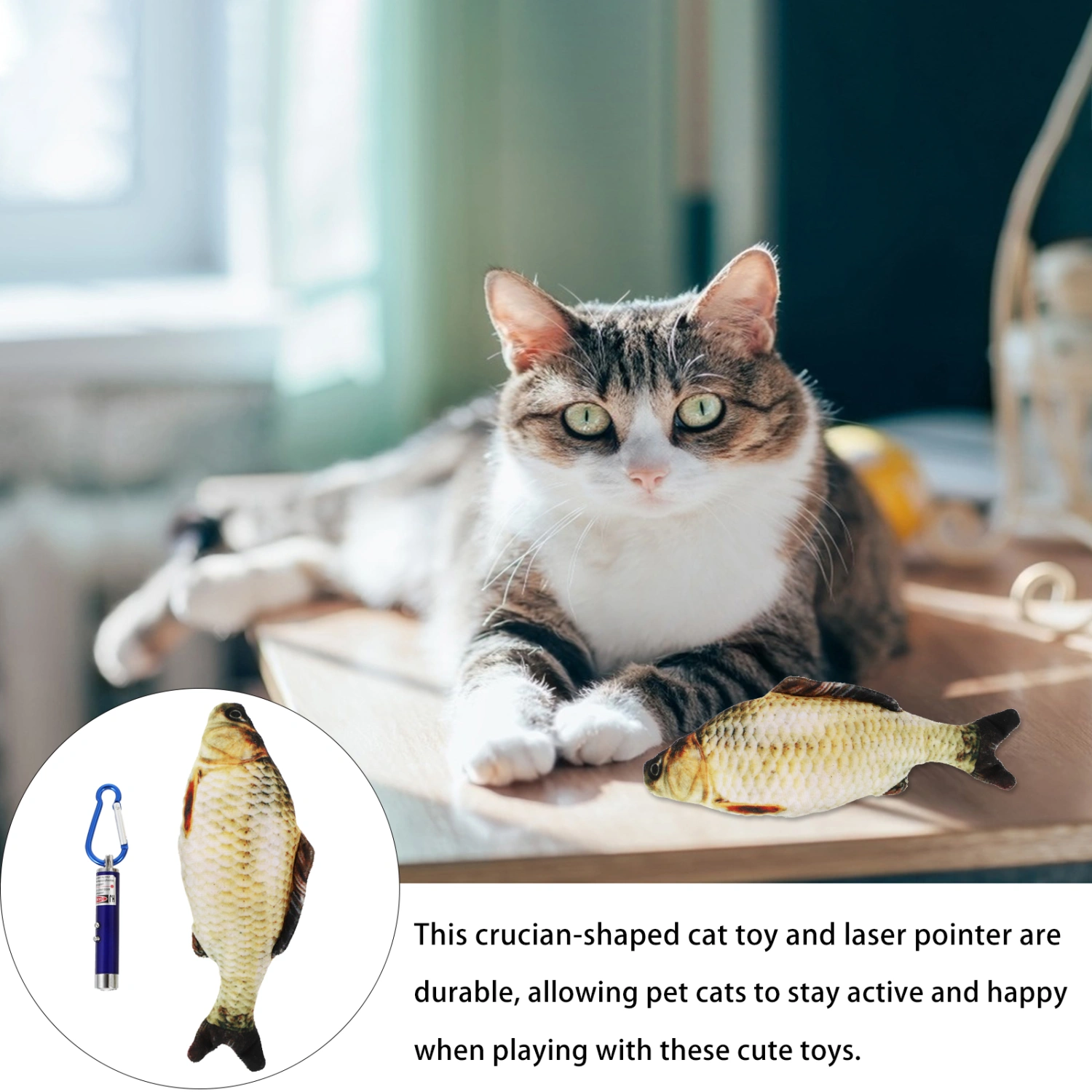 1pc Simulation Fish Cat Toy Pet Funny Interactive Toys with 1pc Pet Light Toy