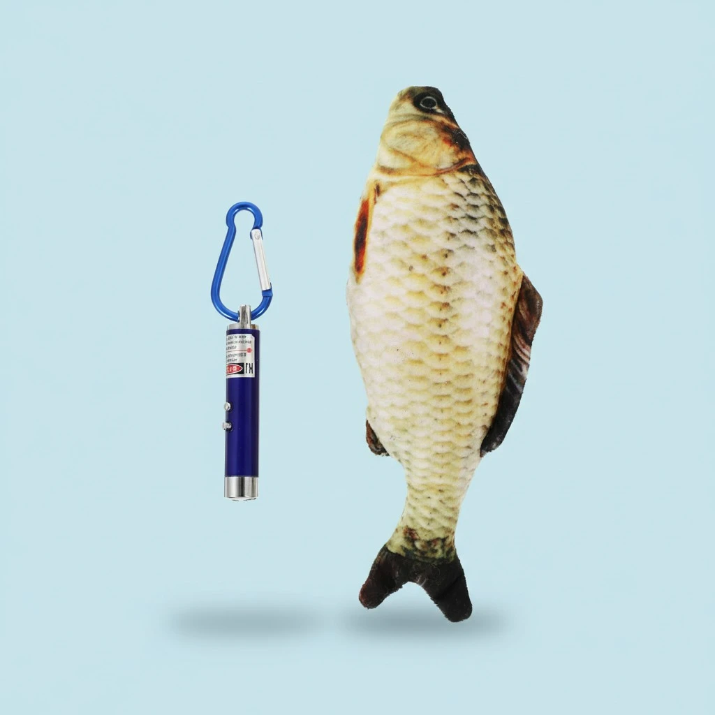 1pc Simulation Fish Cat Toy Pet Funny Interactive Toys with 1pc Pet Light Toy