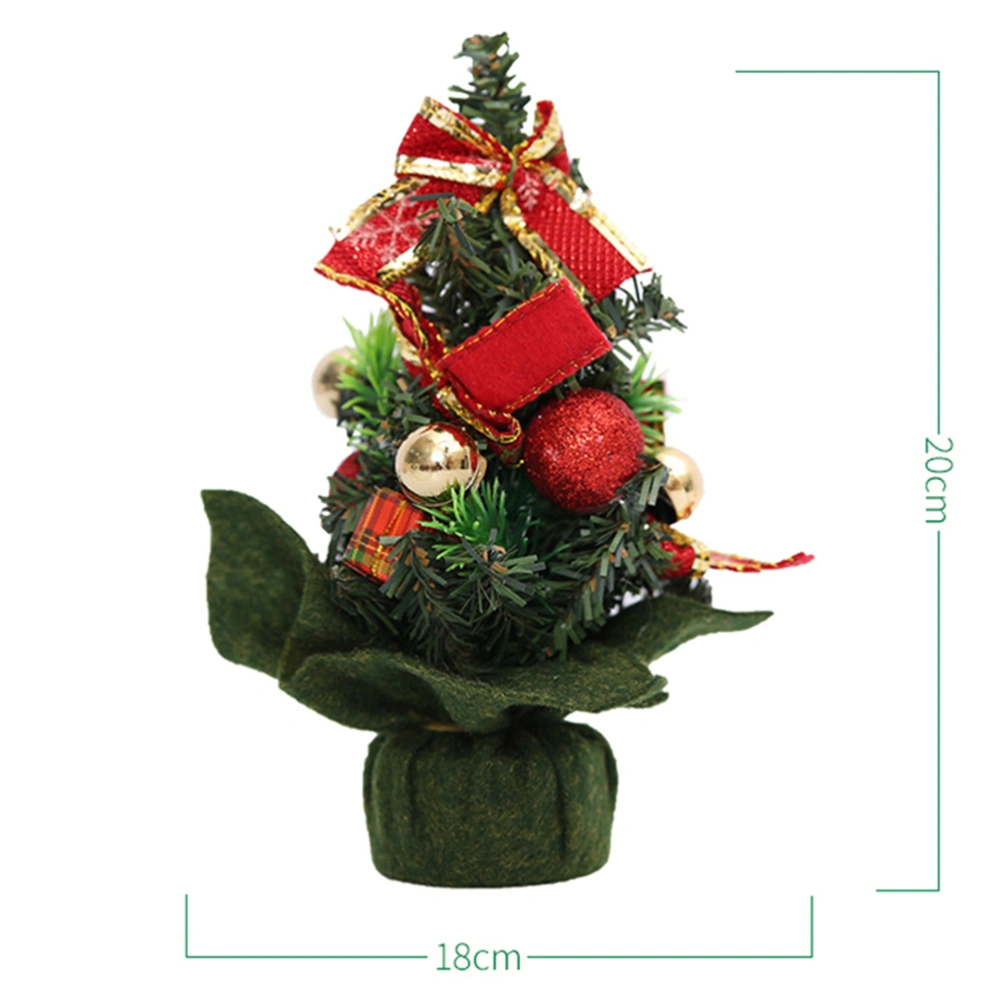 Mini Home Office Bedroom Living Room Desk Artifical Christmas Tree with Pinecone Bows Gifts Ornaments Decorations (Red)